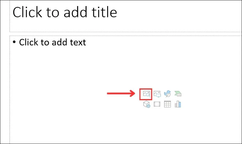 Chọn v&agrave;o &ocirc; Picture để ch&egrave;n ảnh c&oacute; sẵn tr&ecirc;n m&aacute;y hoặc ảnh online tr&ecirc;n PowerPoint